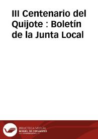 Portada:III Centenario del Quijote : Boletín de la Junta Local