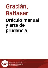 Portada:Oráculo manual y arte de prudencia / Baltasar Gracián