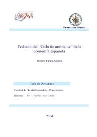 Portada:Fechado del \"ciclo de ambiente\" de la economía española / Beatriz Fariña Gómez