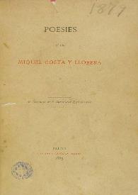 Portada:Poesies / Miquel Costa i Llobera