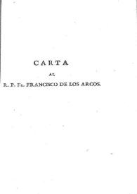 Portada:Carta al R. P. Fr. Francisco de los Arcos / Tomás de Iriarte