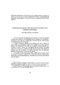 Portada:Recientes aportaciones a la situación de los judíos en la Hispania tardoantigua / José María Blázquez Martínez
