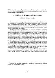 La administración del agua en la Hispania romana / José María Blázquez Martínez | Biblioteca Virtual Miguel de Cervantes
