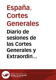Portada:Diario de sesiones de las Cortes Generales y Extraordinarias