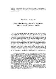 Portada:Joyas orientalizantes extremeñas del Museo Arqueológico Nacional de Madrid / José M.ª Blázquez Martínez
