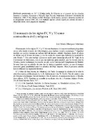 Portada:El monacato de los siglos IV, V y VI como contracultura civil y religiosa / José M.ª Blázquez Martínez