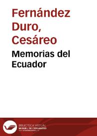 Portada:Memorias del Ecuador / Cesáreo Fernández-Duro