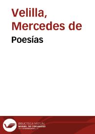 Portada:Poesías / Mercedes de Velilla; prólogo de D. Luis Montoto