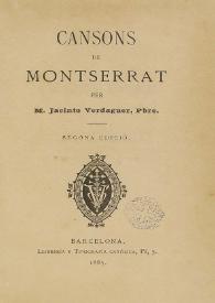 Portada:Cansons de Montserrat / per Jacint Verdaguer