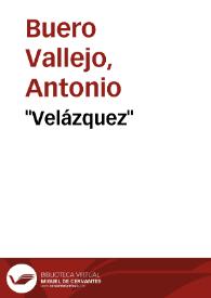Portada:\"Velázquez\" / Antonio Buero Vallejo