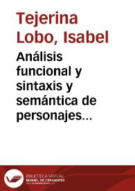 Portada:Análisis funcional y sintaxis y semántica de personajes en \"Pinocho y Blancaflor\" de Alejandro Casona / Isabel Tejerina Lobo