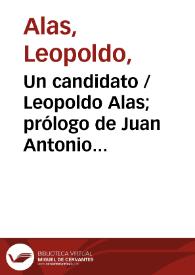 Portada:Un candidato / Leopoldo Alas; prólogo de Juan Antonio Cabezas