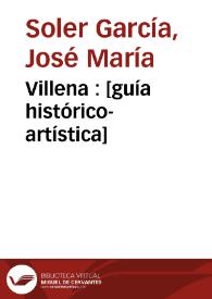 Portada:Villena : [guía histórico-artística] / José María Soler García