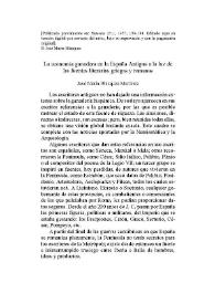 Portada:La economía ganadera en la España Antigua a la luz de las fuentes literarias griegas y romanas / José María Blázquez Martínez