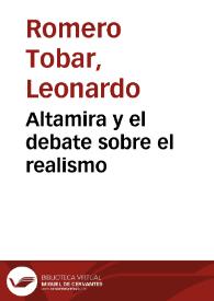 Portada:Altamira y el debate sobre el realismo / Leonardo Romero Tobar