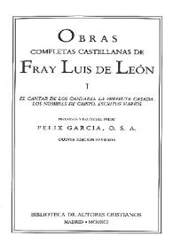 Exposición del Libro de Job / Fray Luis de León ; edición del padre Félix García | Biblioteca Virtual Miguel de Cervantes