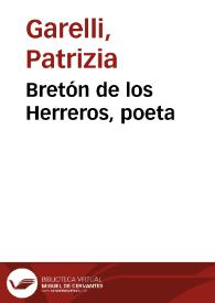 Portada:Bretón de los Herreros, poeta / Patrizia Garelli