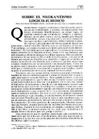 Portada:Sobre el neokantismo lógico-jurídico / Felipe González Vicén