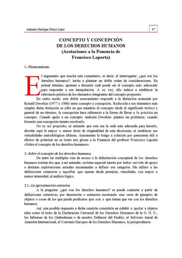 Concepto y concepción de los derechos humanos (Acotaciones a la ponencia de Francisco Laporta) | Biblioteca Virtual Miguel de Cervantes