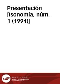 Portada:Presentación [Isonomía, núm. 1 (1994)]