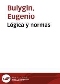 Portada:Lógica y normas / Eugenio Bulygin