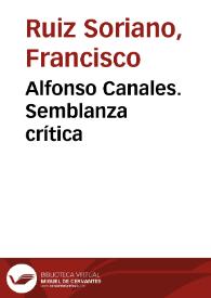 Portada:Alfonso Canales. Semblanza crítica / Francisco Ruiz Soriano