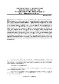 Portada:La distinción entre contexto de descubrimiento y de justificación y la racionalidad de la decisión judicial / Ana Laura Nettel