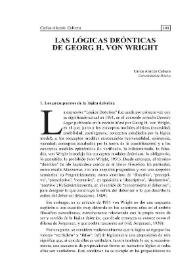 Portada:Las lógicas deónticas de Georg Henrik von Wright / Pablo Navarro, José Juan Moreso y Cristina Redondo