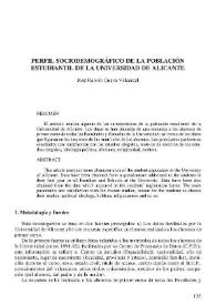 Perfil sociodemográfico de la población estudiantil de la Universidad de Alicante | Biblioteca Virtual Miguel de Cervantes