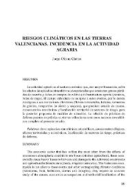 Portada:Riesgos climáticos en las tierras valencianas. Incidencias en la actividad agraria