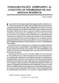 Portada:Fundamentación alternativa al concepto de estabilidad de los sistemas políticos / Ulises Schmill
