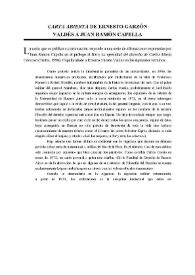 Portada:Carta abierta de Ernesto Garzón Valdés a Juan Ramón Capella / Ernesto Garzón Valdés