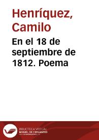 Portada:En el 18 de septiembre de 1812. Poema / Camilo Henríquez