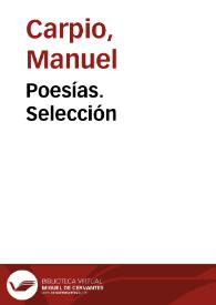 Portada:Poesías. Selección / Manuel Carpio