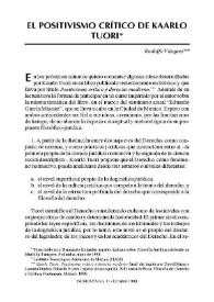 Portada:El positivismo crítico de Kaarlo Tuori / Rodolfo Vázquez
