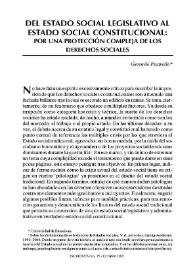 Portada:Del estado social tradicional al estado social constitucional: por una protección compleja de los derechos sociales / Gerardo Pisarello