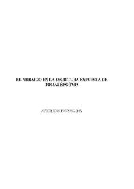 Portada:El arraigo en la escritura expuesta de Tomás Segovia / Juan Pascual Gay