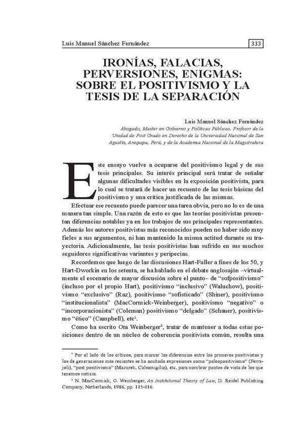 Ironías, falacias, perversiones, enigmas: sobre el positivismo y la tesis de la separación | Biblioteca Virtual Miguel de Cervantes