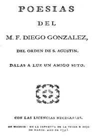 Portada:Poesías / del M.F. Diego González