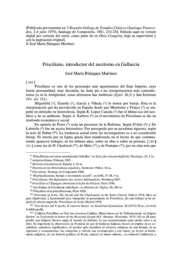 Prisciliano, introductor del ascetismo en Gallaecia | Biblioteca Virtual Miguel de Cervantes