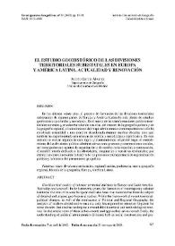 El estudio geohistórico de las divisiones territoriales subestatales en Europa y América Latina. Actualidad y renovación