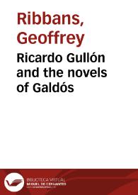 Portada:Ricardo Gullón and the novels of Galdós