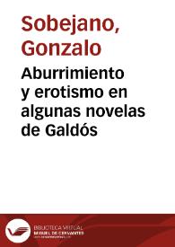 Portada:Aburrimiento y erotismo en algunas novelas de Galdós / Gonzalo Sobejano