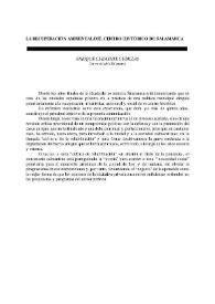 La recuperación ambiental del centro histórico de Salamanca / Enrique Clemente Cubillas | Biblioteca Virtual Miguel de Cervantes