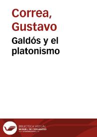 Portada:Galdós y el platonismo / Gustavo Correa