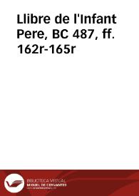 Portada:Llibre de l'Infant Pere, BC 487, ff. 162r-165r / edició crítica de Stefano M. Cingolani
