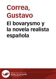 Portada:El bovarysmo y la novela realista española / Gustavo Correa
