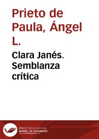 Portada:Clara Janés. Semblanza crítica / Ángel L. Prieto de Paula