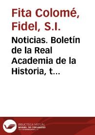 Portada:Noticias. Boletín de la Real Academia de la Historia, tomo 21 (noviembre 1892). Cuaderno V / F. F.