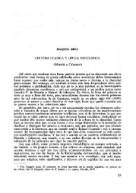 Portada:Cultura clásica y lírica neoclásica (Moratín y Cabanyes) / Joaquín Arce